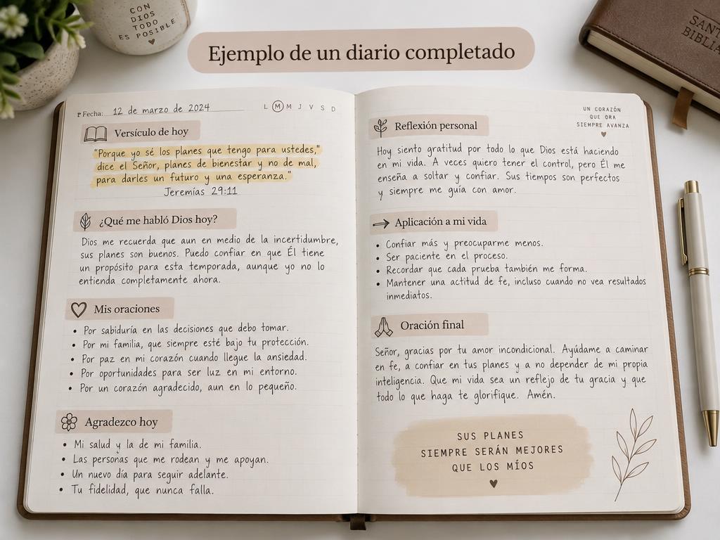 Ejemplo de un diario completado
