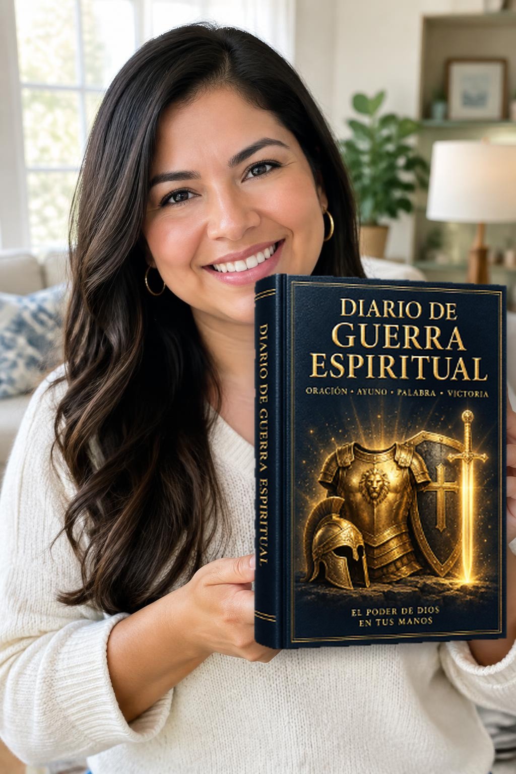 Lectora sosteniendo el Diario de Guerra Espiritual